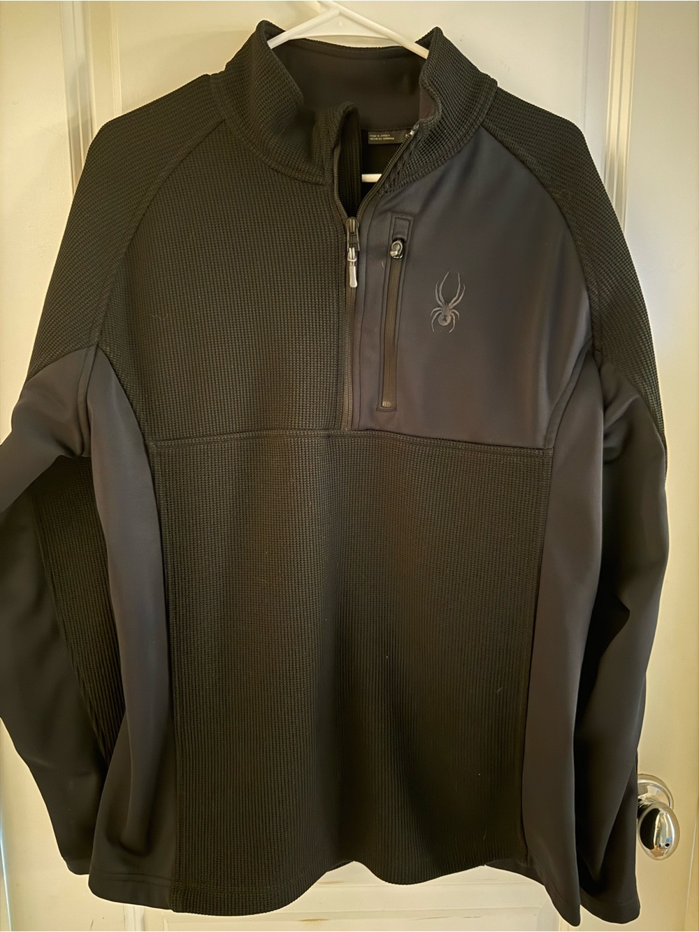Spyder Brand Men’s XL Black Full Zip Performance Jacket Waffle Knit Outdoor Ski
